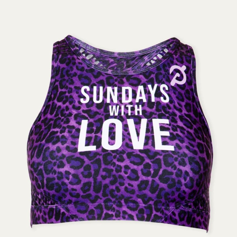 Peloton Sundays with Love Cheetah High Neck Bra